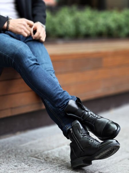 İBAY SNIPER Men's Black Lace-up Genuine Leather Boots