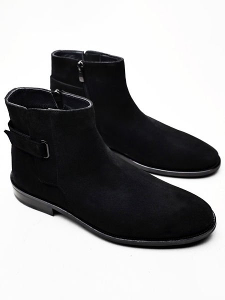 BLACK SUEDE WELL HAKİKİ DERİ RAHAT BOT SİYAH SÜET - 38