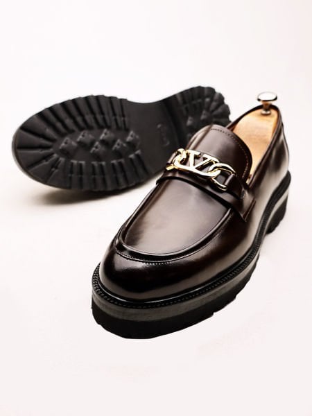 COFFEE VOGUE GENUINE LEATHER STYLE SHOES COFFEE OPENING - 43