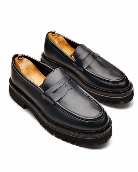 NAVY BLUE  GRECO HAKİKİ DERİ ERKEK GÜNLÜK AYAKKABI LACİVERT - 44