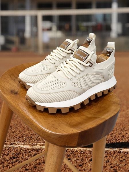 BEIGE BRISTOL HERREN LEDER STRICK BEQUEME SOMMERSCHUHE BEIGE - 40