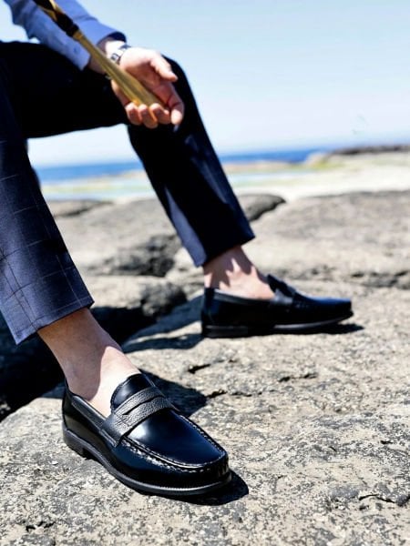 PATENT BLACK SANTA W GENUINE LEATHER LEATHER SOLE MEN'S SUMMER SHOES BLACK OPEN - 40