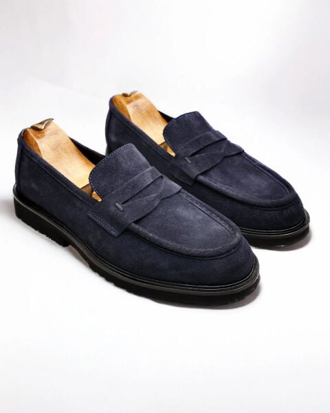 NAVY BLUE TYLOR SÜET DERİ ERKEK RAHAT AYAKKABI LACİVERT SÜET - 45
