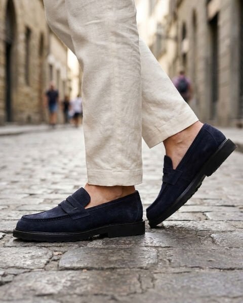 NAVY BLUE TYLOR SÜET DERİ ERKEK RAHAT AYAKKABI LACİVERT SÜET - 46