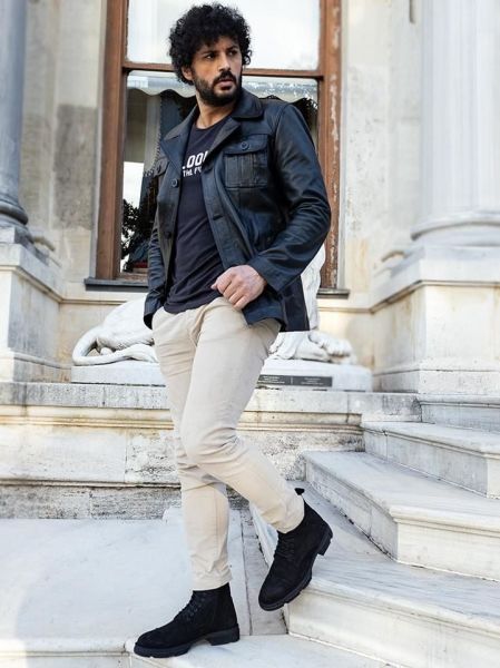 JOHN DAWID COMSER SCHWARZE HERRENJACKE AUS ECHTLEDER SCHWARZ - L