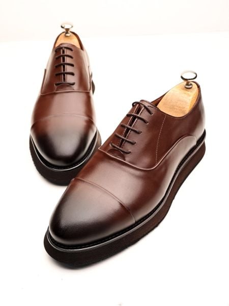 COFFEE EVA SANDRO GENUINE LEATHER MEN'S CASUAL SHOES BROWN - 40