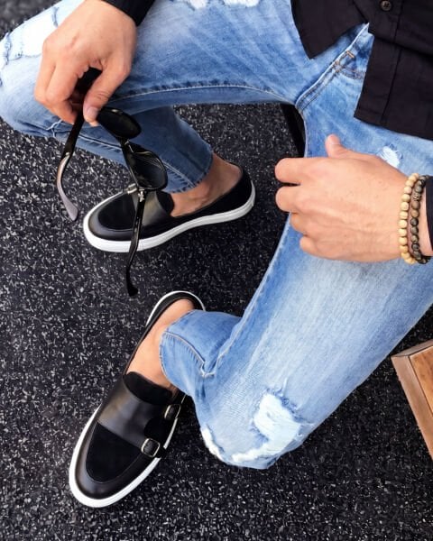 SCHWARZ TONY KLASSISCHE SCHUHE AUS ECHTLEDER SCHWARZ - 44
