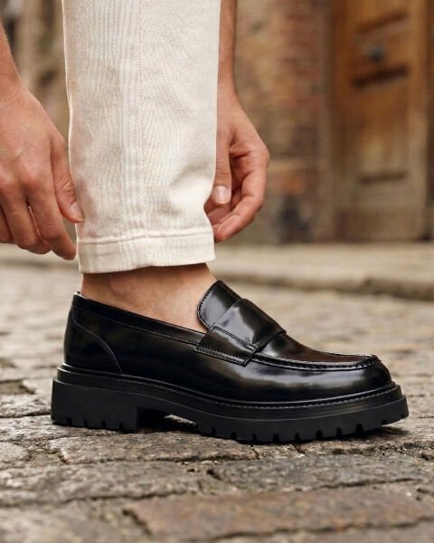 PATENT BLACK VERONA HAKİKİ DERİ ERKEK GÜNLÜK AYAKKABI SİYAH AÇMA - 43