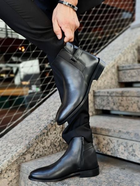 BLACK WELL HAKİKİ DERİ ŞIK BOT SİYAH CİLT - 45