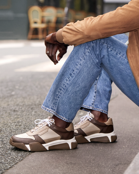 BEIGE KHAKI MEGA STAR HAKİKİ DERİ ERKEK RAHAT TARZ AYAKKABI BEJ HAKİ - 45