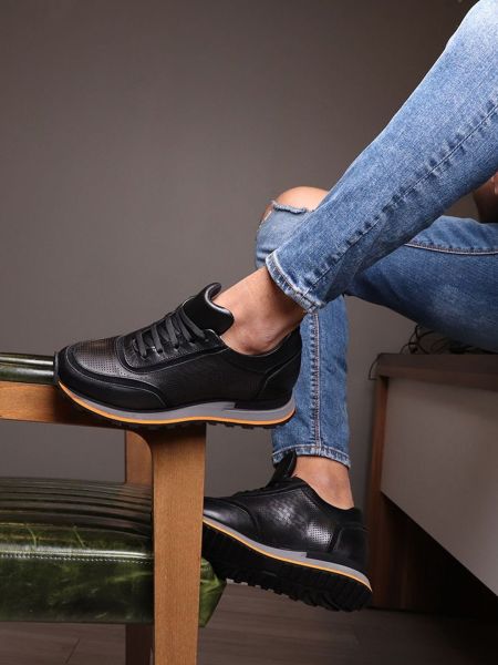 BLACK JACK RAHAT ERKEK DERİ GÜNLÜK AYAKKABI SİYAH - 41