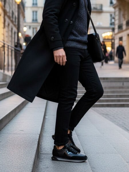 BLACK LUCAS HAKİKİ DERİ ERKEK GÜNLÜK DERİ AYAKKABI RAHAT VE HAFİF SİYAH - 45