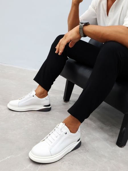 WEISSE HANDBUCH-SCHUHE IM KHAKI-LEDER-HERRENSTIL WEISS - 43