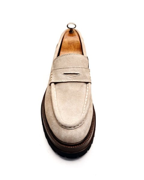 BEIGE SUEDE GRECO HAKİKİ SÜET DERİ ERKEK TARZ YÜKSEK TABAN AYAKKABI BEJ SÜET - 42