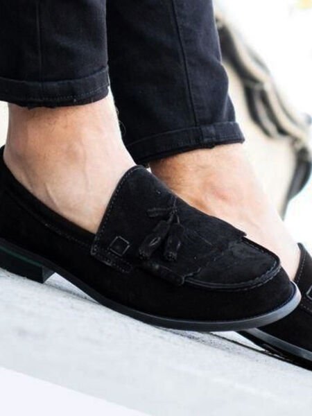 1200 GEORGE HAGAN Klassische Herrenschuhe aus schwarzem echtem Wildleder