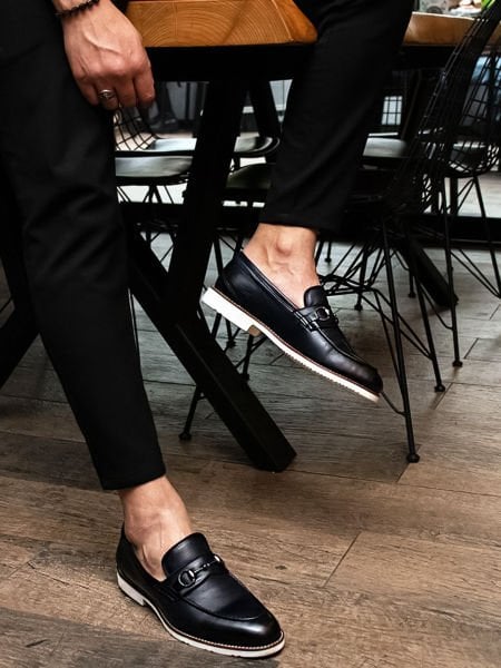 İBAY 036 DANIEL Men's Navy Blue Genuine Leather Classic Shoes DARK BLUE - 44