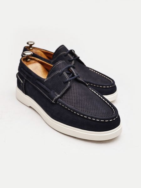 NAVY BLUE CAPTAN GENUINE LEATHER ENKEK DAILY COMFORTABLE SHOES NAVY BLUE NUBUCK - 45