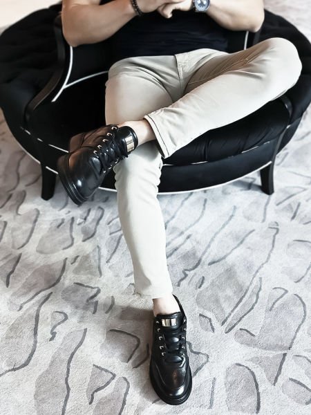 İBAY 12404 ENFORCE Men's Black Genuine Leather Casual Shoes