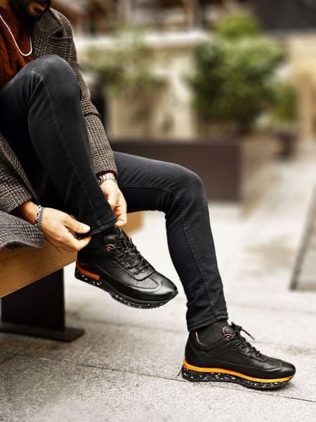 SCHWARZE SALVADOR-SNEAKERS AUS ECHTLEDER SCHWARZ - 42