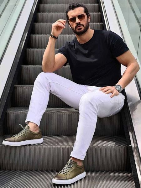 İBAY 1260 CORY GREEN MEN'S LEATHER DAILY STYLE SHOES GREEN - 45