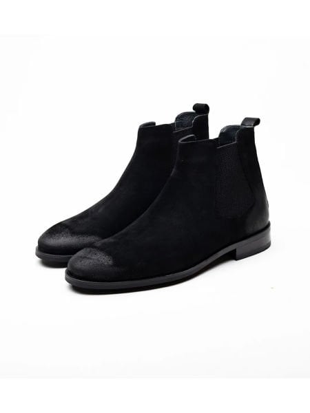 IBAY CHELSEA Men's Black Genuine Suede Leather Boots BLACK SUEDE - 45