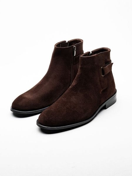 İBAY WELL Men's Brown Genuine Suede Leather Boots BROWN SUEDE - 45