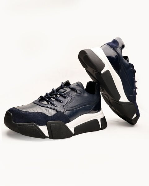 NAVY BLUE MEGA STAR HAKİKİ DERİ LACİVERT ERKEK GÜNLÜK AYAKKABI LACİVERT - 45