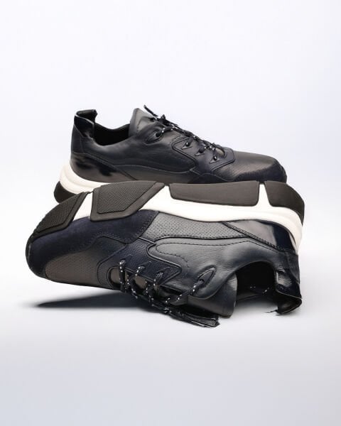 MARINEBLAU MEGA STAR ECHTLEDER MARINEBLAU HERREN FREIZEITSCHUHE MARINEBLAU - 45