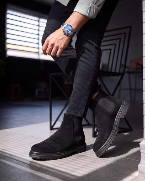 BLACK SUEDE DAVIES HAKİKİ DERİ BOT SİYAH SÜET - 46