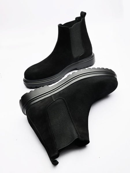 IBAY DAVIES Men's Black Genuine Suede Leather Comfortable Boots