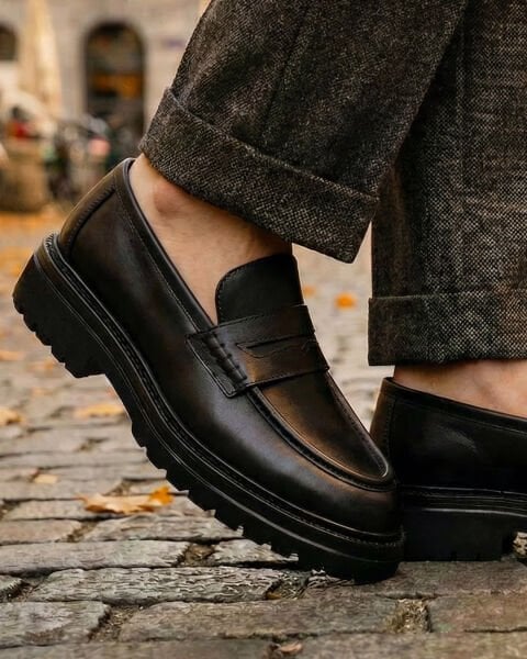 IBAY GRECO Men's Matte Black Genuine Leather Classic Shoes BLACK - 45