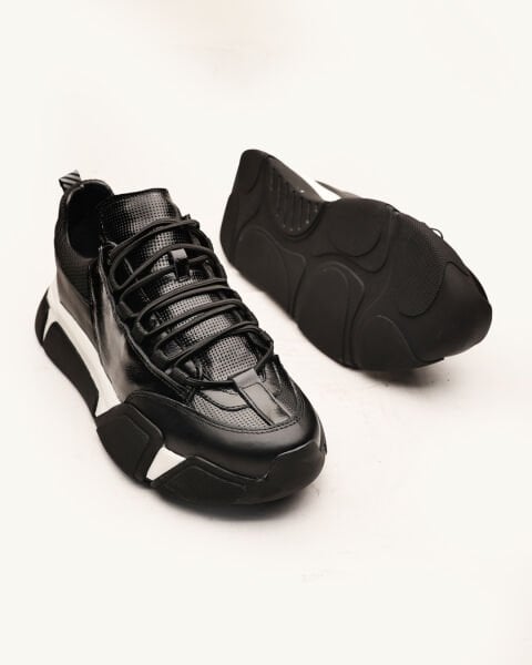 MEGA STAR hakiki deri erkek ayakkabı LASER BLACK - 45