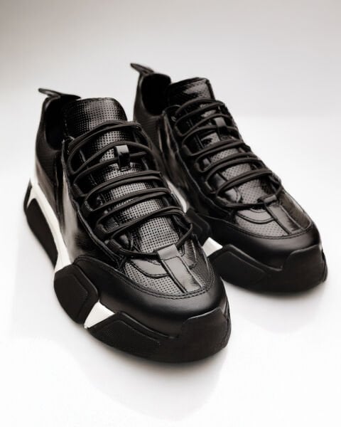 MEGA STAR hakiki deri erkek ayakkabı LASER BLACK - 45