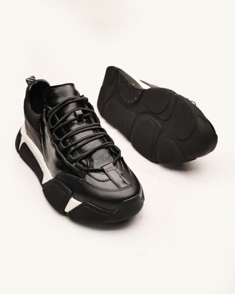 MEGA STAR hakiki deri erkek ayakkabı LASER BLACK - 45