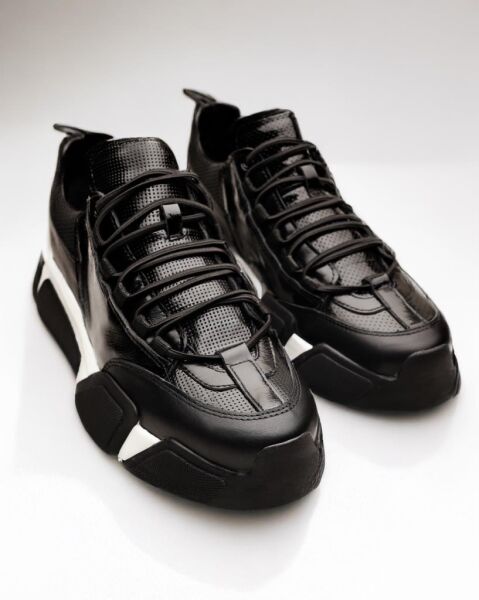 MEGA STAR hakiki deri erkek ayakkabı LASER BLACK - 45