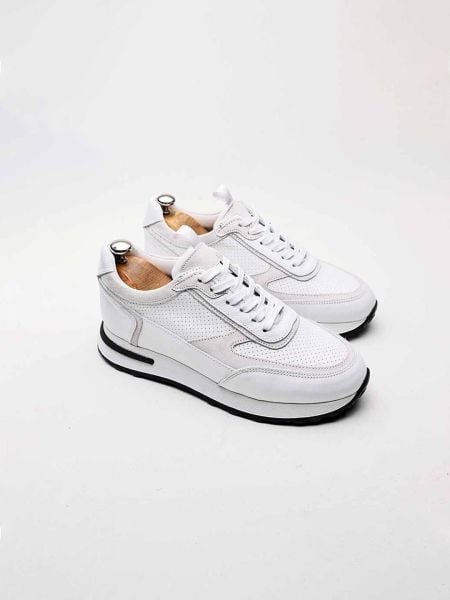 WEISSE MARIO LEDER-LÄSSIGE SNEAKERS WEISS - 44