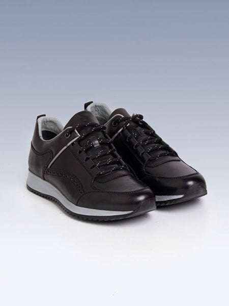 IBAY SYNERGY Men's Black Gray Genuine Leather Casual Shoes