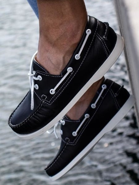 SCHWARZWEISS FREE LAND TÄGLICHE SCHUHE AUS ECHTEM LEDER SCHWARZWEISS - 40