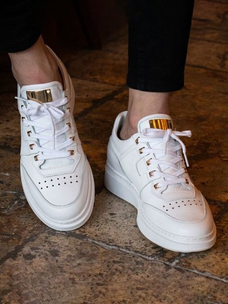 WHITE ENFORCE TÄGLICHE SCHUHE AUS ECHTLEDER, WEISS - 43