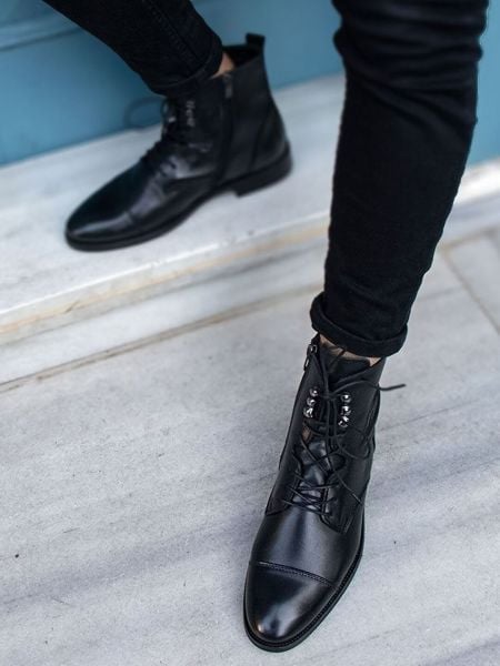 BLACK WANTED HAKİKİ DERİ BOT SİYAH - 45