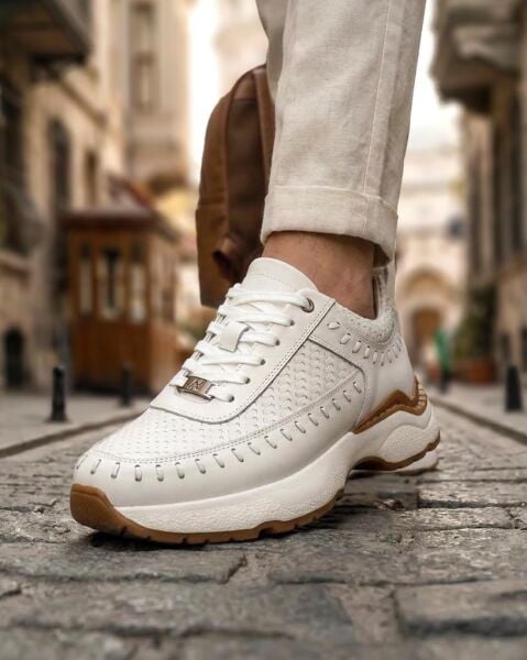 WHITE MICAM Hakiki Deri Sneaker BEYAZ - 45