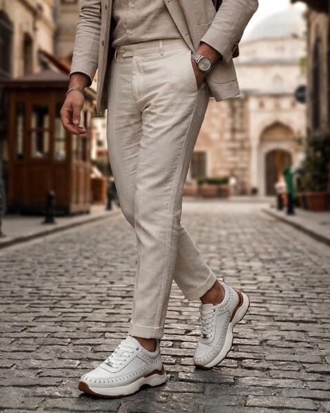 WHITE MICAM Hakiki Deri Sneaker BEYAZ - 45