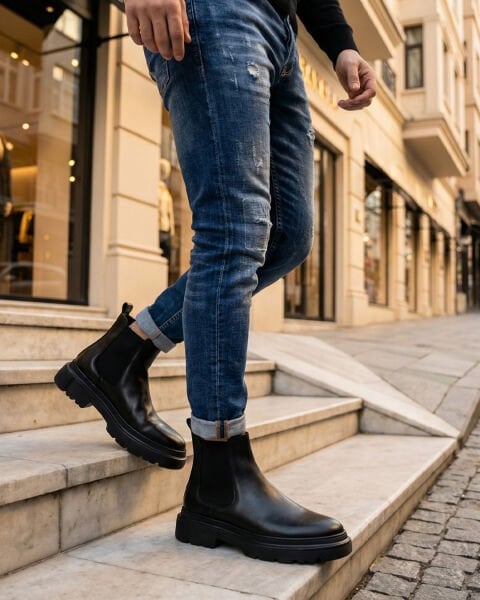 BLACK JAGGER HAKİKİ DERİ ERKEK BOT SİYAH - 38