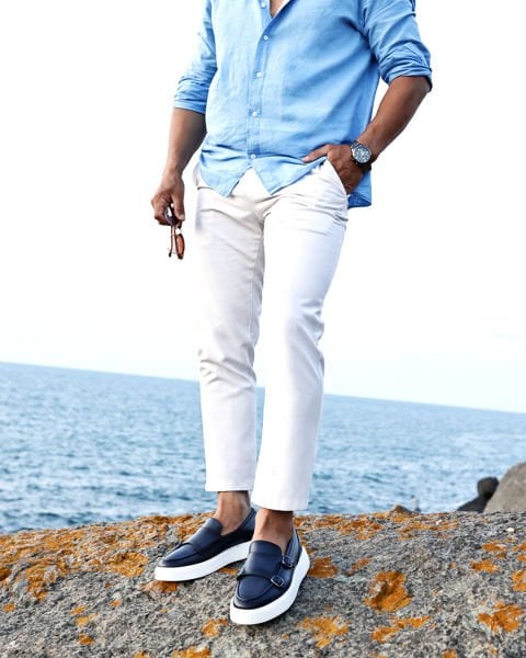 İBAY BELLINI Men's Navy Blue Genuine Leather Classic Shoes