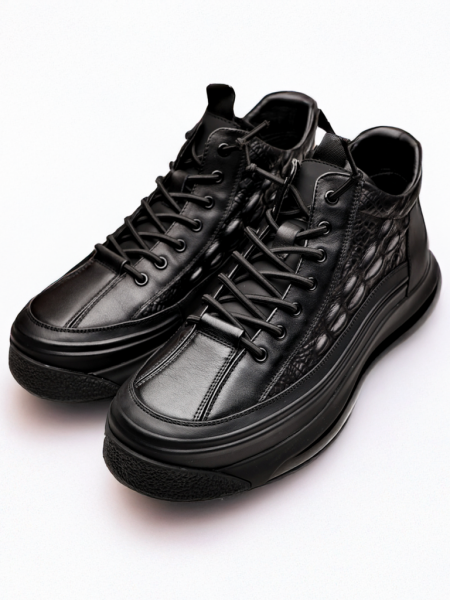 BLACK CLIMBER GÜNLÜK HAKİKİ DERİ ERKEK RAHAT KISA BOT SİYAH - 44