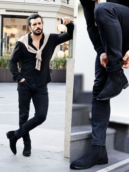 BLACK SUEDE WELL HAKİKİ DERİ RAHAT BOT FERFUARLI SİYAH SÜET - 43