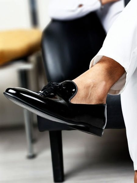 İBAY CRUEL Men's Black Patent Leather Genuine Leather Classic Shoes