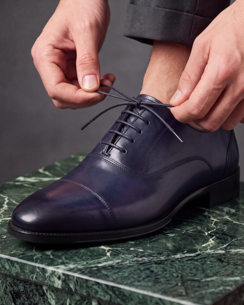 NAVY BLUE GAZZELLE HAKİKİ DERİ ERKEK KLASİK AYAKKABI LACİVERT - 46