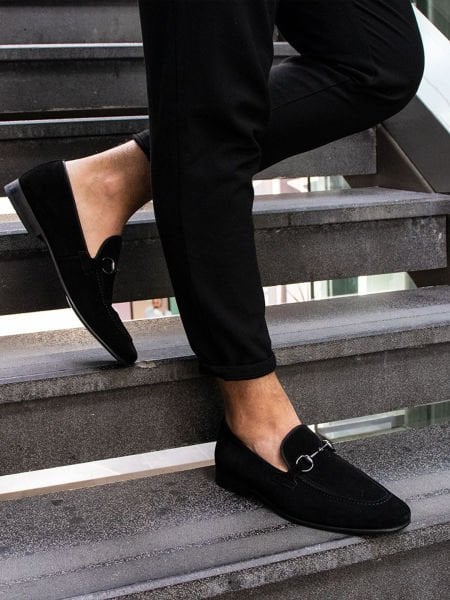 BLACK SUEDE JUSTHAKİKİ DERİ KLASİK AYAKKABI SİYAH SÜET - 37