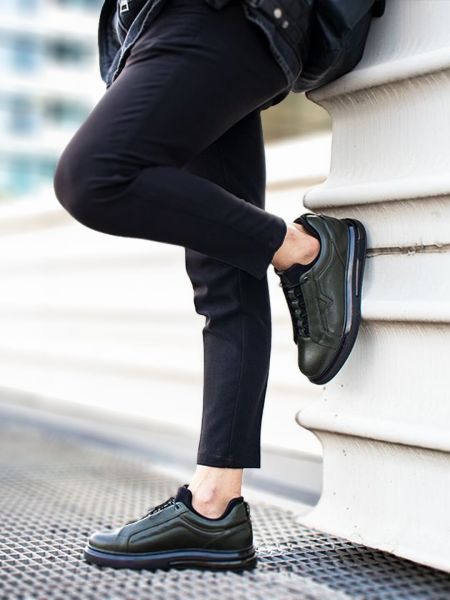 İBAY 1857 GENIUS GREEN QUALITY STYLE DAILY GENUINE LEATHER SHOES GREEN - 42